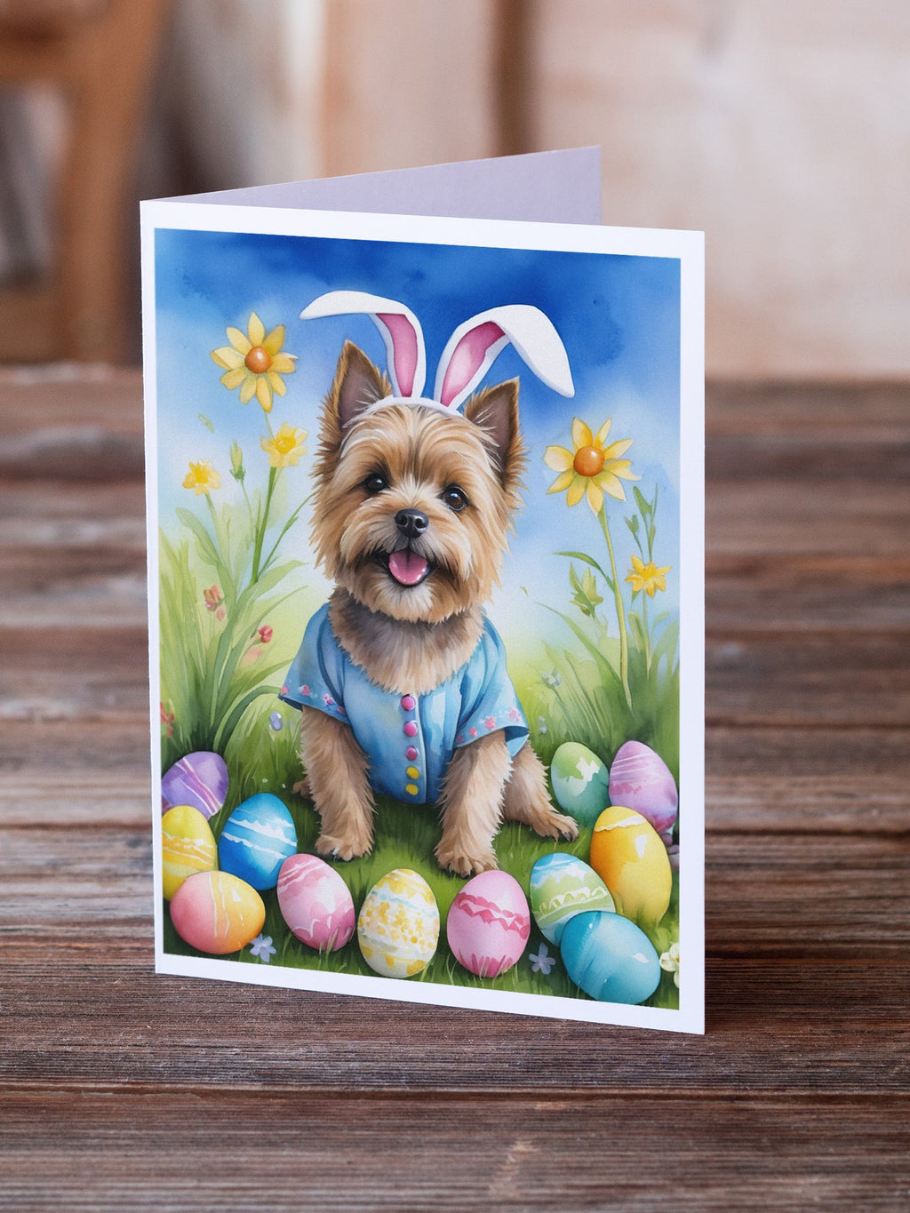 Cairn Terrier Easter Egg Hunt Greeting Cards Pack of 8 Blank Cards with Envelopes Whimsical A7 Size 5x7