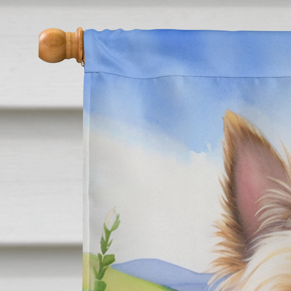 Cairn Terrier Easter Egg Hunt House Flag 28x40 Porch Sleeve Pole Decorative Outside Yard Banner Artwork Wall Hanging, Polyester