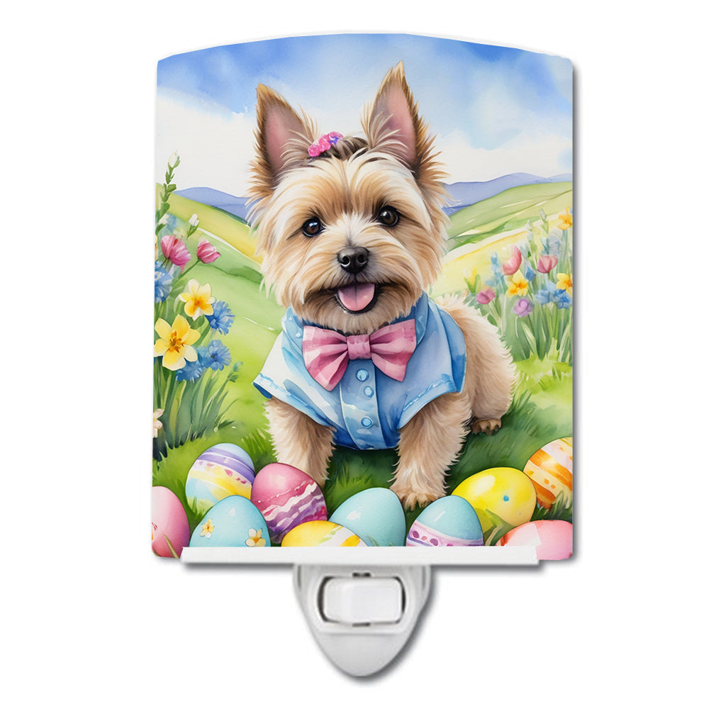 Cairn Terrier Easter Egg Hunt Ceramic Night Light Compact, UL-Certified, Ideal for Bedroom, Bathroom, Nursery, Hallway, Kitchen, 6x4x3, Multicolor