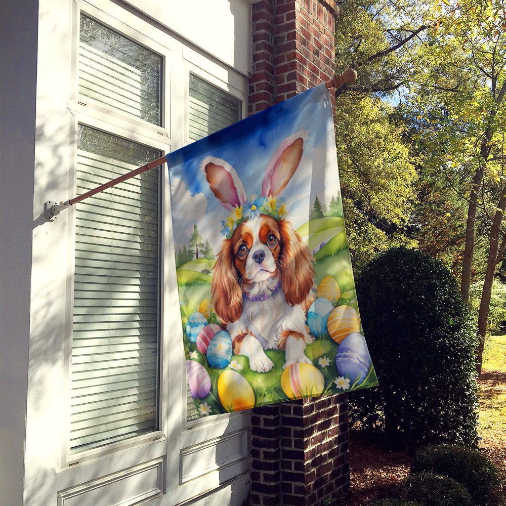 Cavalier Spaniel Easter Egg Hunt House Flag 28x40 Porch Sleeve Pole Decorative Outside Yard Banner Artwork Wall Hanging, Polyester