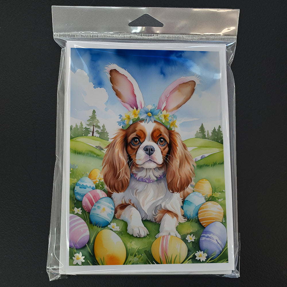 Cavalier Spaniel Easter Egg Hunt Greeting Cards Pack of 8 Blank Cards with Envelopes Whimsical A7 Size 5x7