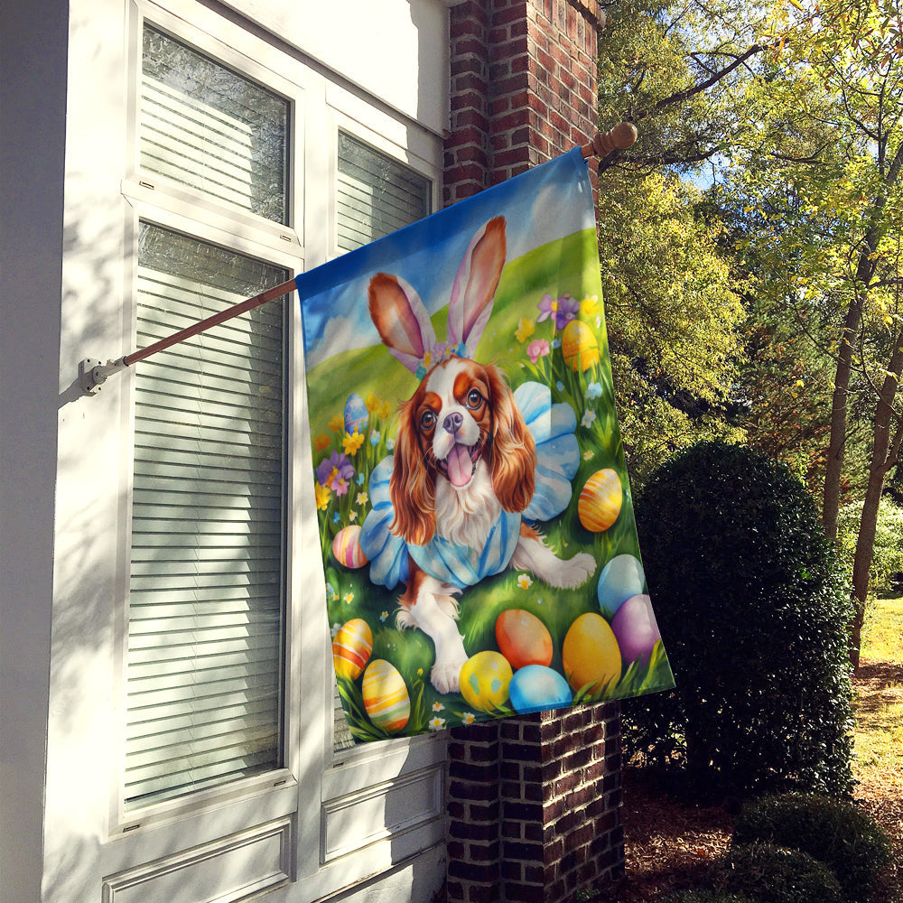 Cavalier Spaniel Easter Egg Hunt House Flag 28x40 Porch Sleeve Pole Decorative Outside Yard Banner Artwork Wall Hanging, Polyester