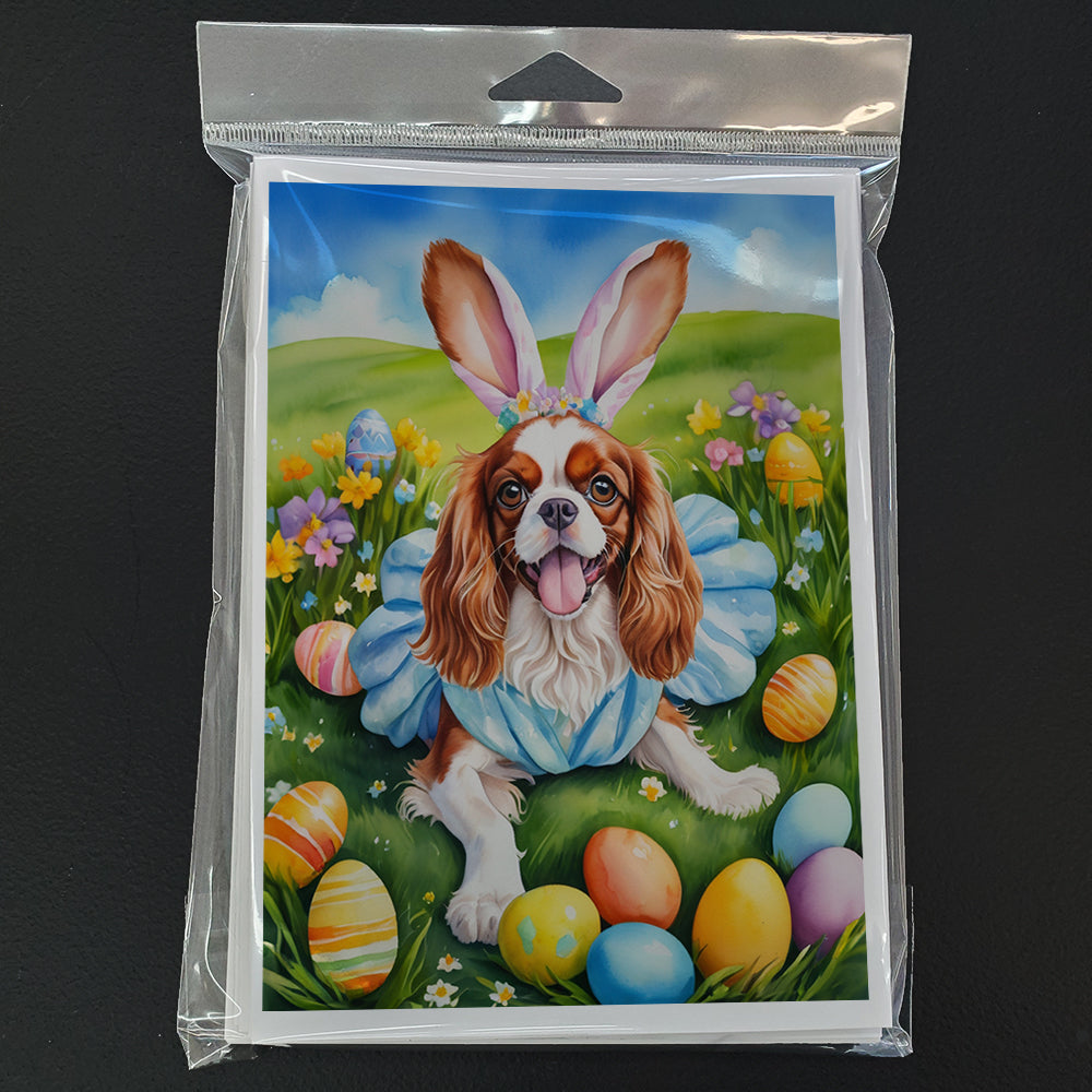 Cavalier Spaniel Easter Egg Hunt Greeting Cards Pack of 8 Blank Cards with Envelopes Whimsical A7 Size 5x7