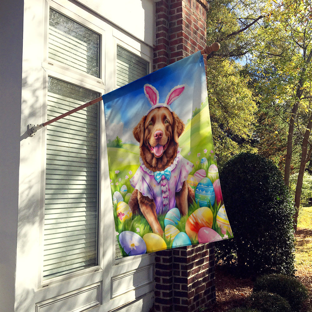 Chesapeake Bay Retriever Easter Egg Hunt House Flag 28x40 Porch Sleeve Pole Decorative Outside Yard Banner Artwork Wall Hanging, Polyester