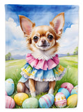 Chihuahua Easter Egg Hunt House Flag 28x40 Porch Sleeve Pole Decorative Outside Yard Banner Artwork Wall Hanging, Polyester