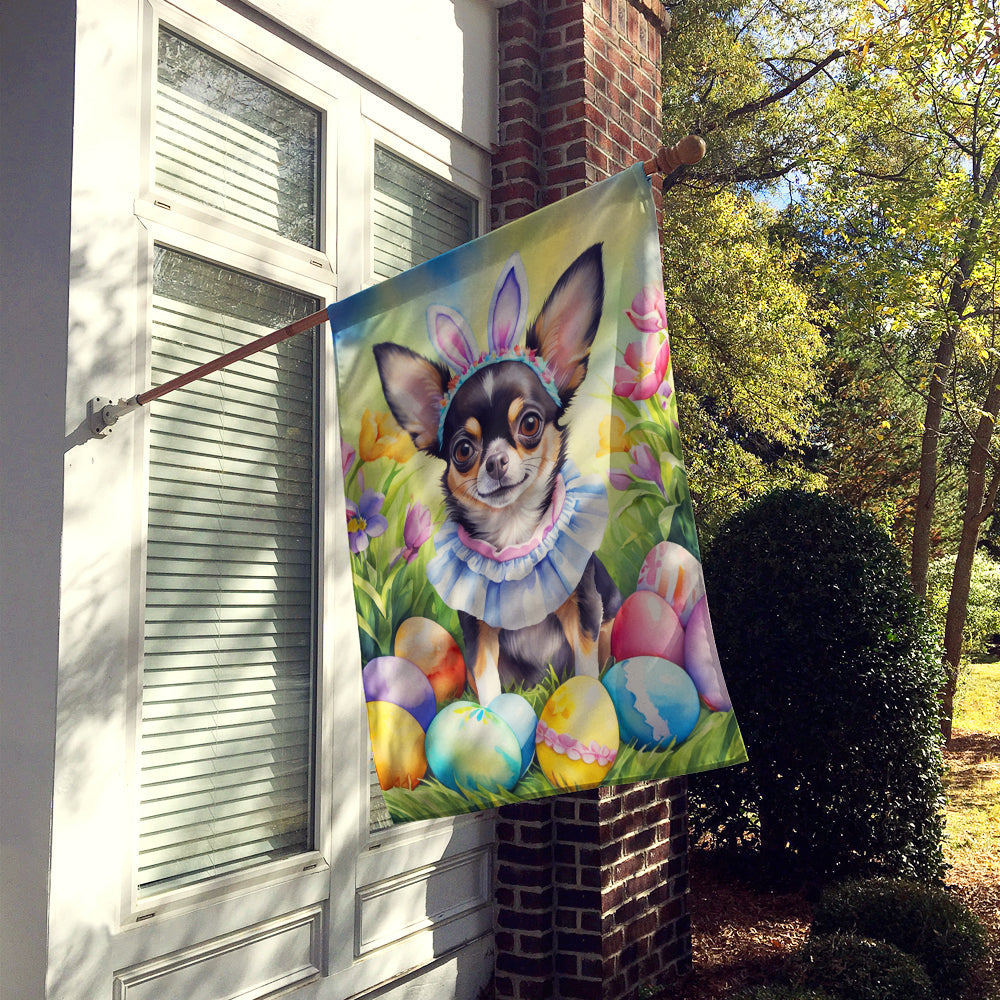 Chihuahua Easter Egg Hunt House Flag 28x40 Porch Sleeve Pole Decorative Outside Yard Banner Artwork Wall Hanging, Polyester