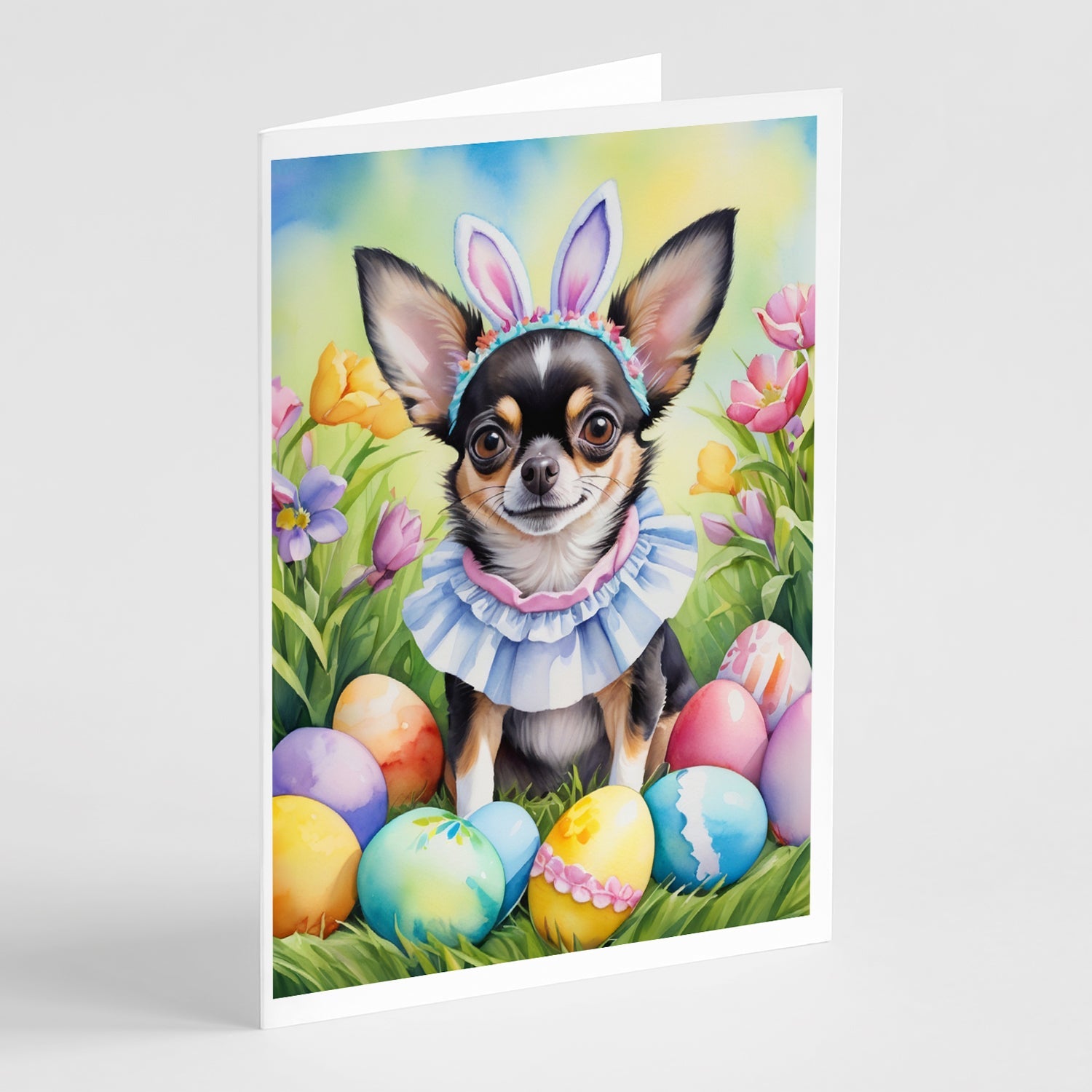Chihuahua Easter Egg Hunt Greeting Cards Pack of 8 Blank Cards with Envelopes Whimsical A7 Size 5x7