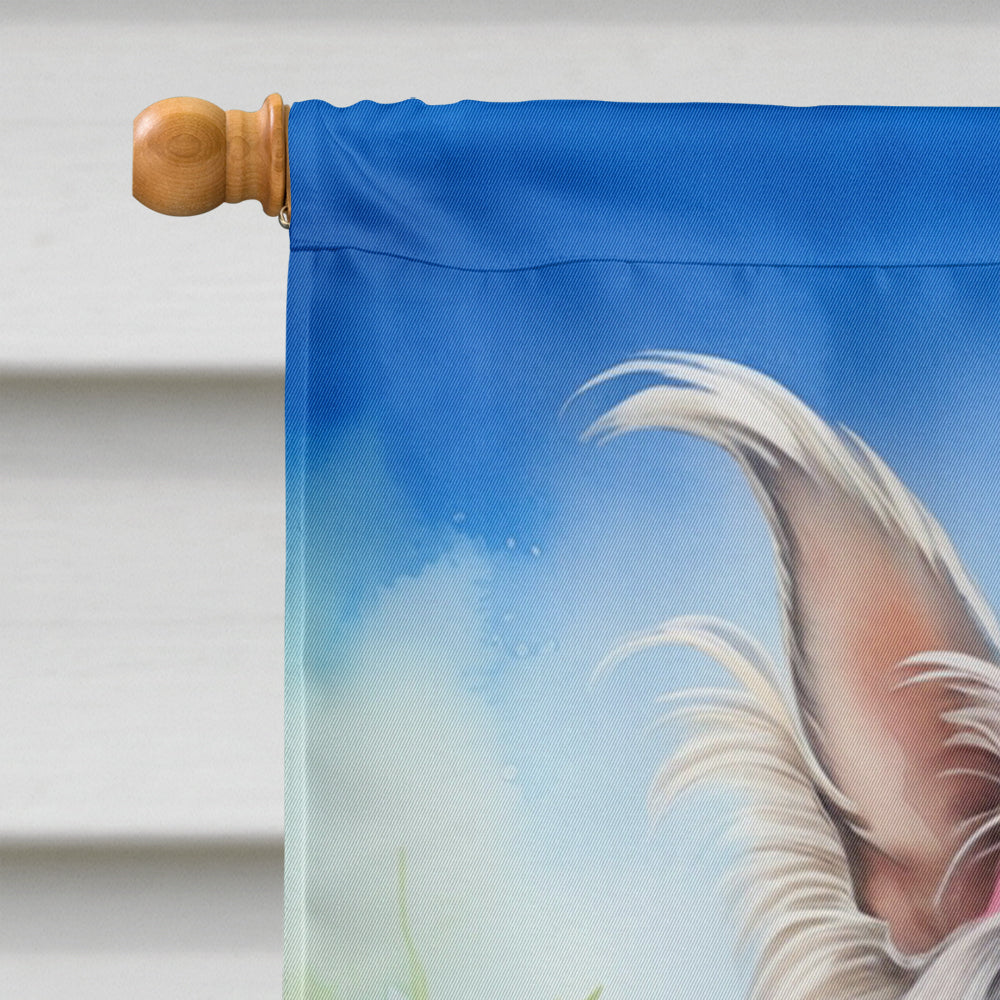 Chinese Crested Easter Egg Hunt House Flag 28x40 Porch Sleeve Pole Decorative Outside Yard Banner Artwork Wall Hanging, Polyester