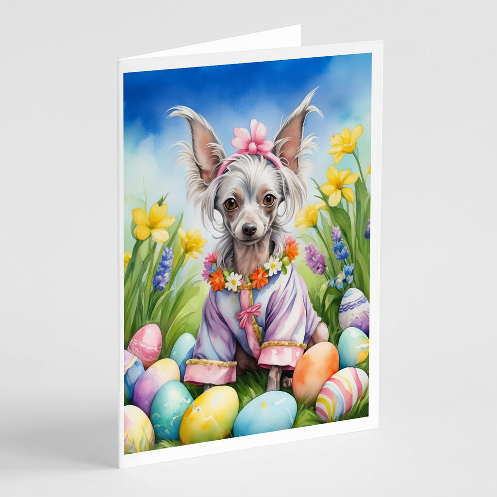 Chinese Crested Easter Egg Hunt Greeting Cards Pack of 8 Blank Cards with Envelopes Whimsical A7 Size 5x7