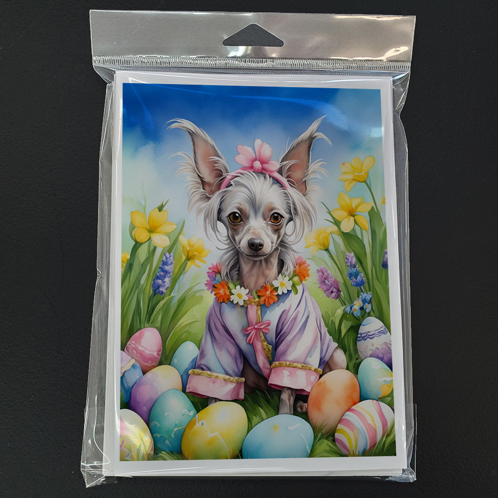 Chinese Crested Easter Egg Hunt Greeting Cards Pack of 8 Blank Cards with Envelopes Whimsical A7 Size 5x7