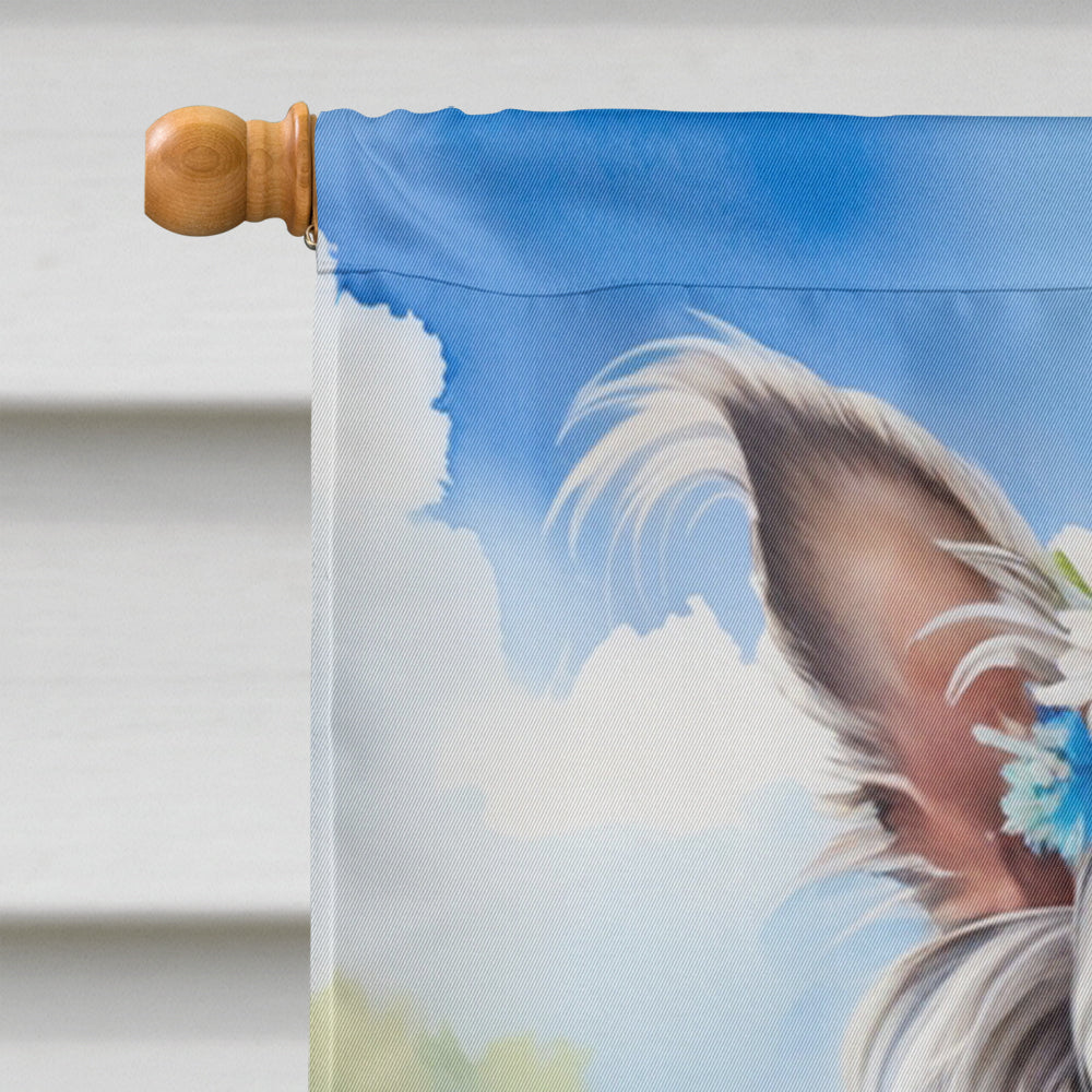 Chinese Crested Easter Egg Hunt House Flag 28x40 Porch Sleeve Pole Decorative Outside Yard Banner Artwork Wall Hanging, Polyester