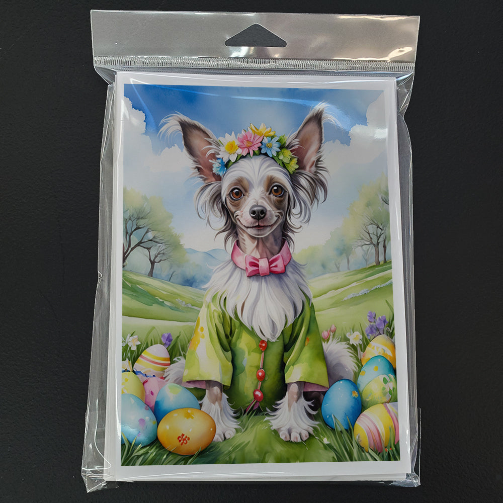 Chinese Crested Easter Egg Hunt Greeting Cards Pack of 8 Blank Cards with Envelopes Whimsical A7 Size 5x7