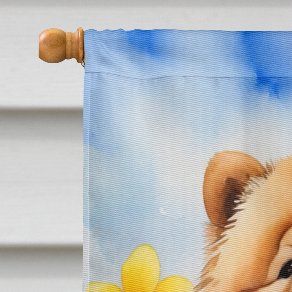 Chow Chow Easter Egg Hunt House Flag 28x40 Porch Sleeve Pole Decorative Outside Yard Banner Artwork Wall Hanging, Polyester