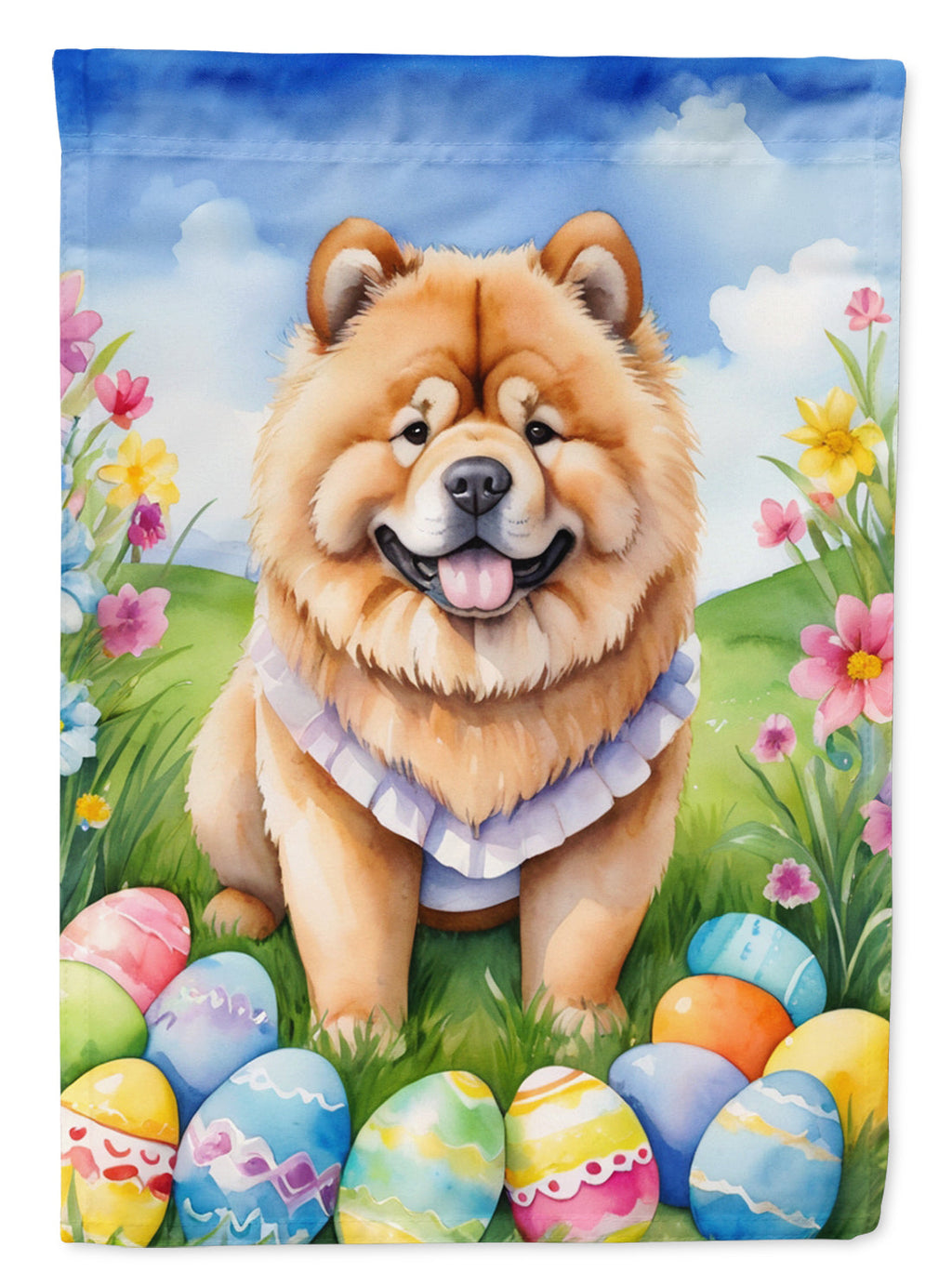 Chow Chow Easter Egg Hunt House Flag 28x40 Porch Sleeve Pole Decorative Outside Yard Banner Artwork Wall Hanging, Polyester