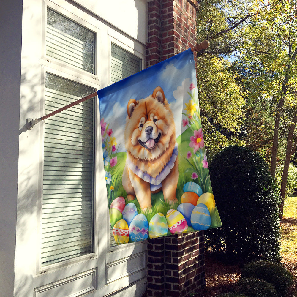 Chow Chow Easter Egg Hunt House Flag 28x40 Porch Sleeve Pole Decorative Outside Yard Banner Artwork Wall Hanging, Polyester