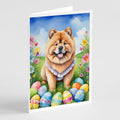 Chow Chow Easter Egg Hunt Greeting Cards Pack of 8 Blank Cards with Envelopes Whimsical A7 Size 5x7