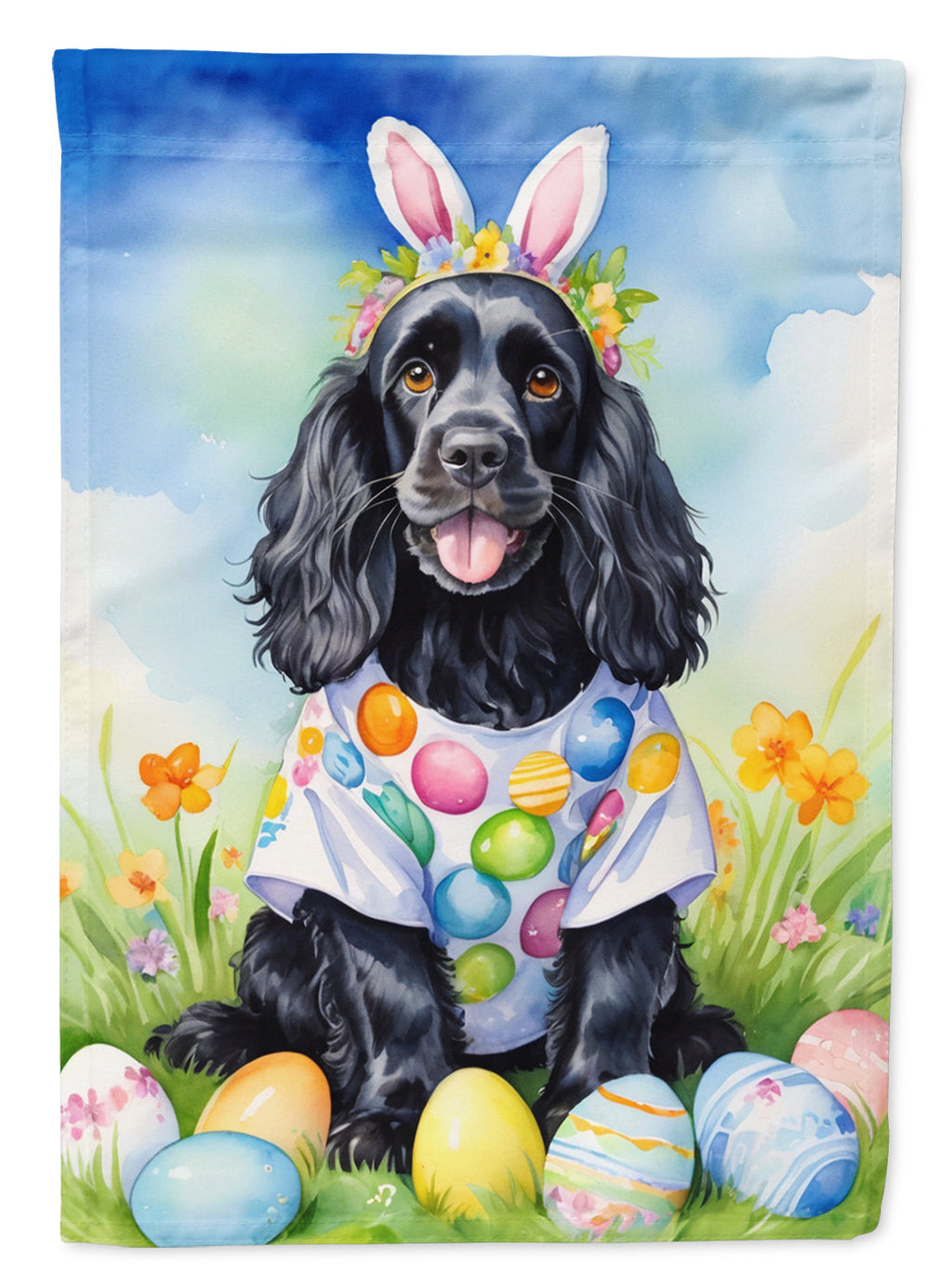 Cocker Spaniel Easter Egg Hunt House Flag 28x40 Porch Sleeve Pole Decorative Outside Yard Banner Artwork Wall Hanging, Polyester