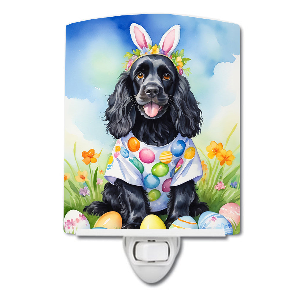 Cocker Spaniel Easter Egg Hunt Ceramic Night Light Compact, UL-Certified, Ideal for Bedroom, Bathroom, Nursery, Hallway, Kitchen, 6x4x3, Multicolor
