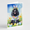 Cocker Spaniel Easter Egg Hunt Greeting Cards Pack of 8 Blank Cards with Envelopes Whimsical A7 Size 5x7