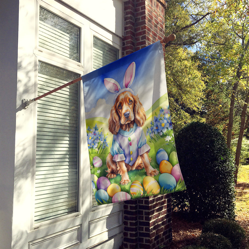 Cocker Spaniel Easter Egg Hunt House Flag 28x40 Porch Sleeve Pole Decorative Outside Yard Banner Artwork Wall Hanging, Polyester