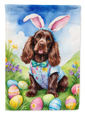 Cocker Spaniel Easter Egg Hunt House Flag 28x40 Porch Sleeve Pole Decorative Outside Yard Banner Artwork Wall Hanging, Polyester