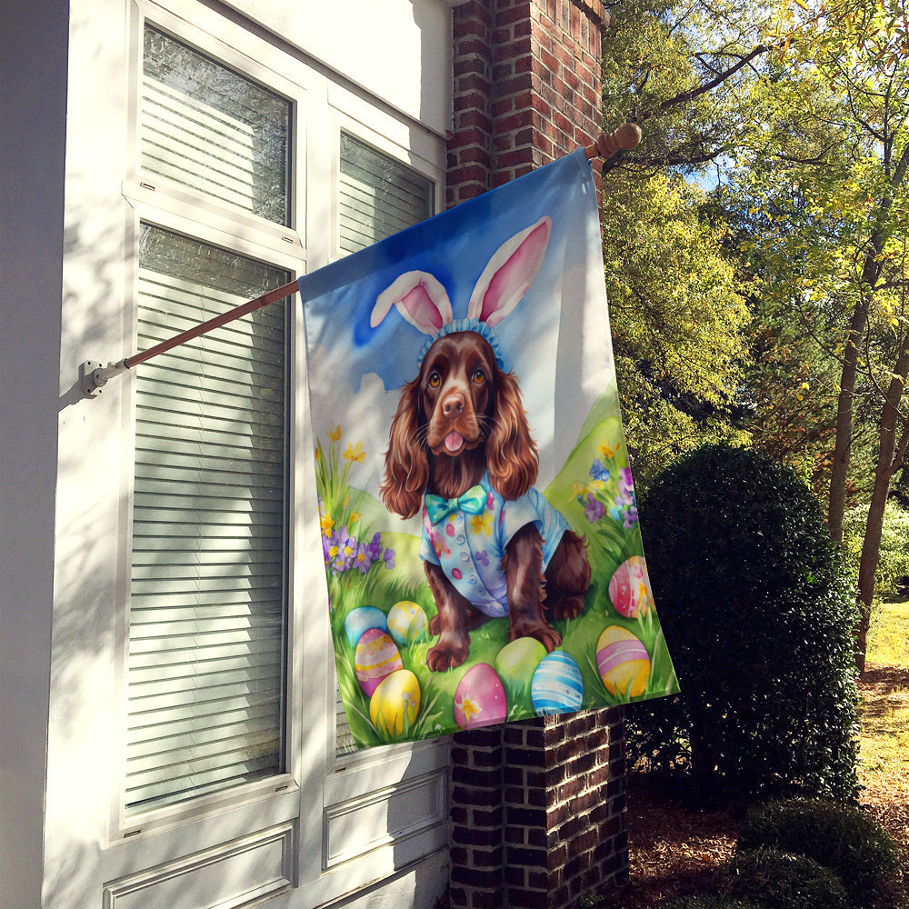 Cocker Spaniel Easter Egg Hunt House Flag 28x40 Porch Sleeve Pole Decorative Outside Yard Banner Artwork Wall Hanging, Polyester