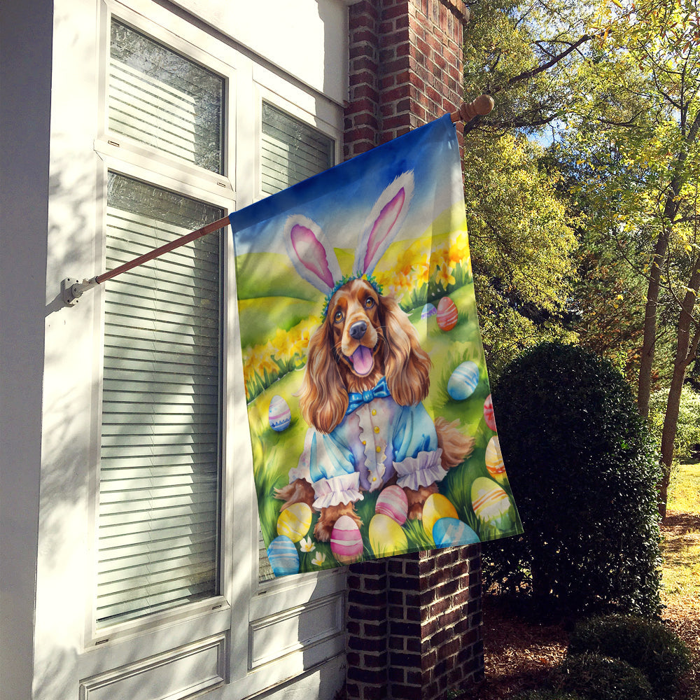 Cocker Spaniel Easter Egg Hunt House Flag 28x40 Porch Sleeve Pole Decorative Outside Yard Banner Artwork Wall Hanging, Polyester