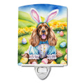 Cocker Spaniel Easter Egg Hunt Ceramic Night Light Compact, UL-Certified, Ideal for Bedroom, Bathroom, Nursery, Hallway, Kitchen, 6x4x3, Multicolor