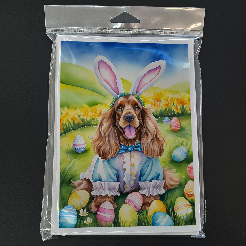 Cocker Spaniel Easter Egg Hunt Greeting Cards Pack of 8 Blank Cards with Envelopes Whimsical A7 Size 5x7