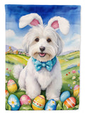 Coton de Tulear Easter Egg Hunt House Flag 28x40 Porch Sleeve Pole Decorative Outside Yard Banner Artwork Wall Hanging, Polyester