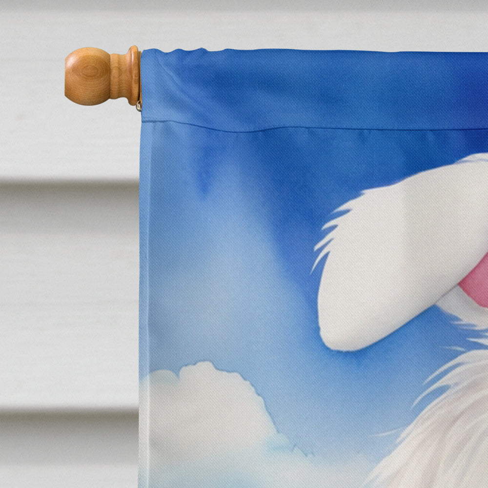 Coton de Tulear Easter Egg Hunt House Flag 28x40 Porch Sleeve Pole Decorative Outside Yard Banner Artwork Wall Hanging, Polyester
