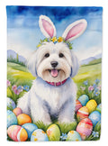 Coton de Tulear Easter Egg Hunt House Flag 28x40 Porch Sleeve Pole Decorative Outside Yard Banner Artwork Wall Hanging, Polyester