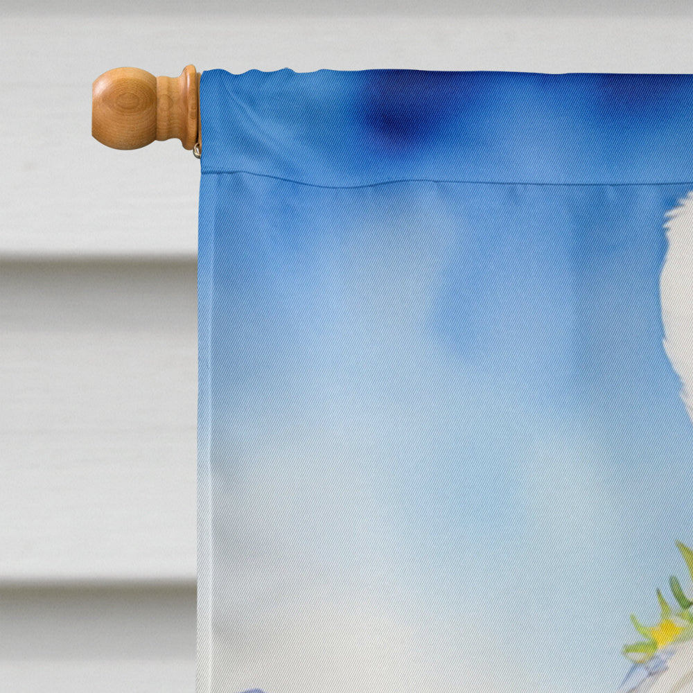 Coton de Tulear Easter Egg Hunt House Flag 28x40 Porch Sleeve Pole Decorative Outside Yard Banner Artwork Wall Hanging, Polyester