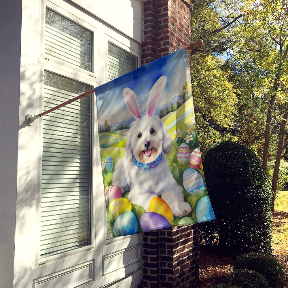 Coton de Tulear Easter Egg Hunt House Flag 28x40 Porch Sleeve Pole Decorative Outside Yard Banner Artwork Wall Hanging, Polyester
