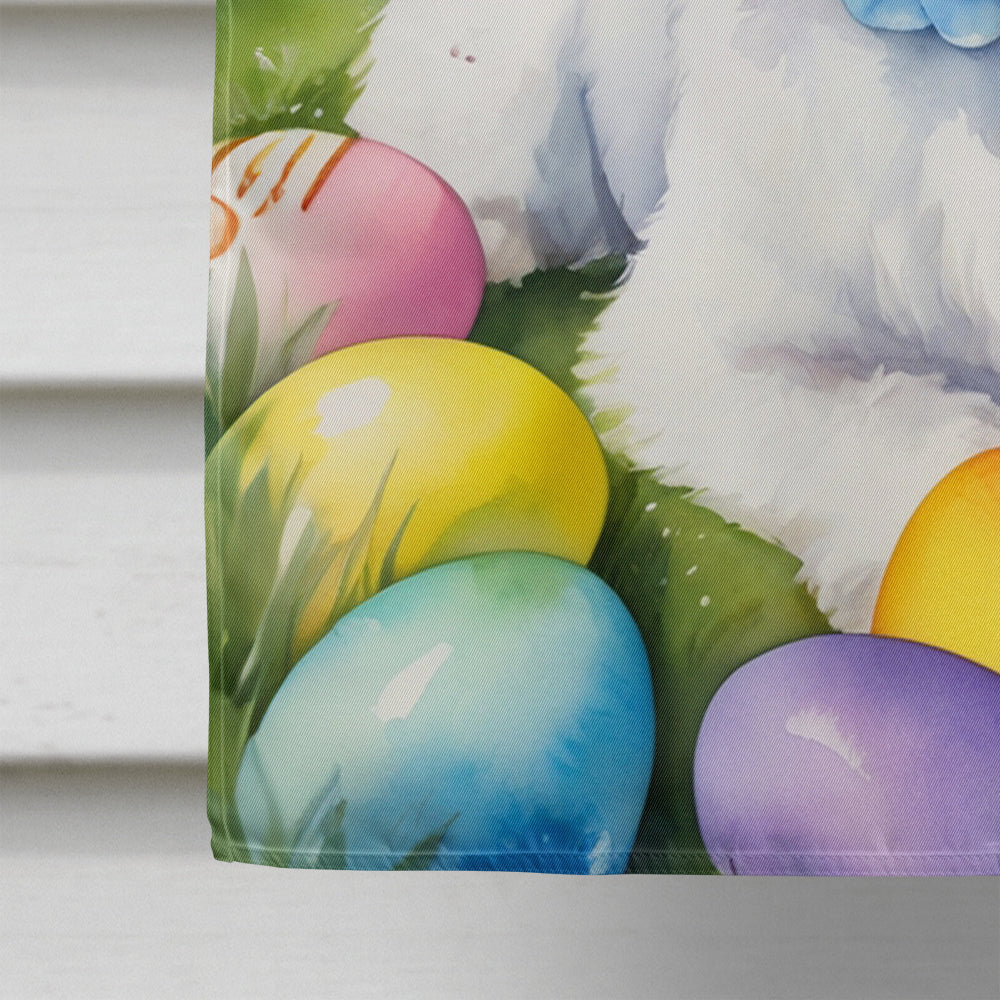 Coton de Tulear Easter Egg Hunt House Flag 28x40 Porch Sleeve Pole Decorative Outside Yard Banner Artwork Wall Hanging, Polyester