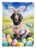 Curly-Coated Retriever Easter Egg Hunt House Flag 28x40 Porch Sleeve Pole Decorative Outside Yard Banner Artwork Wall Hanging, Polyester