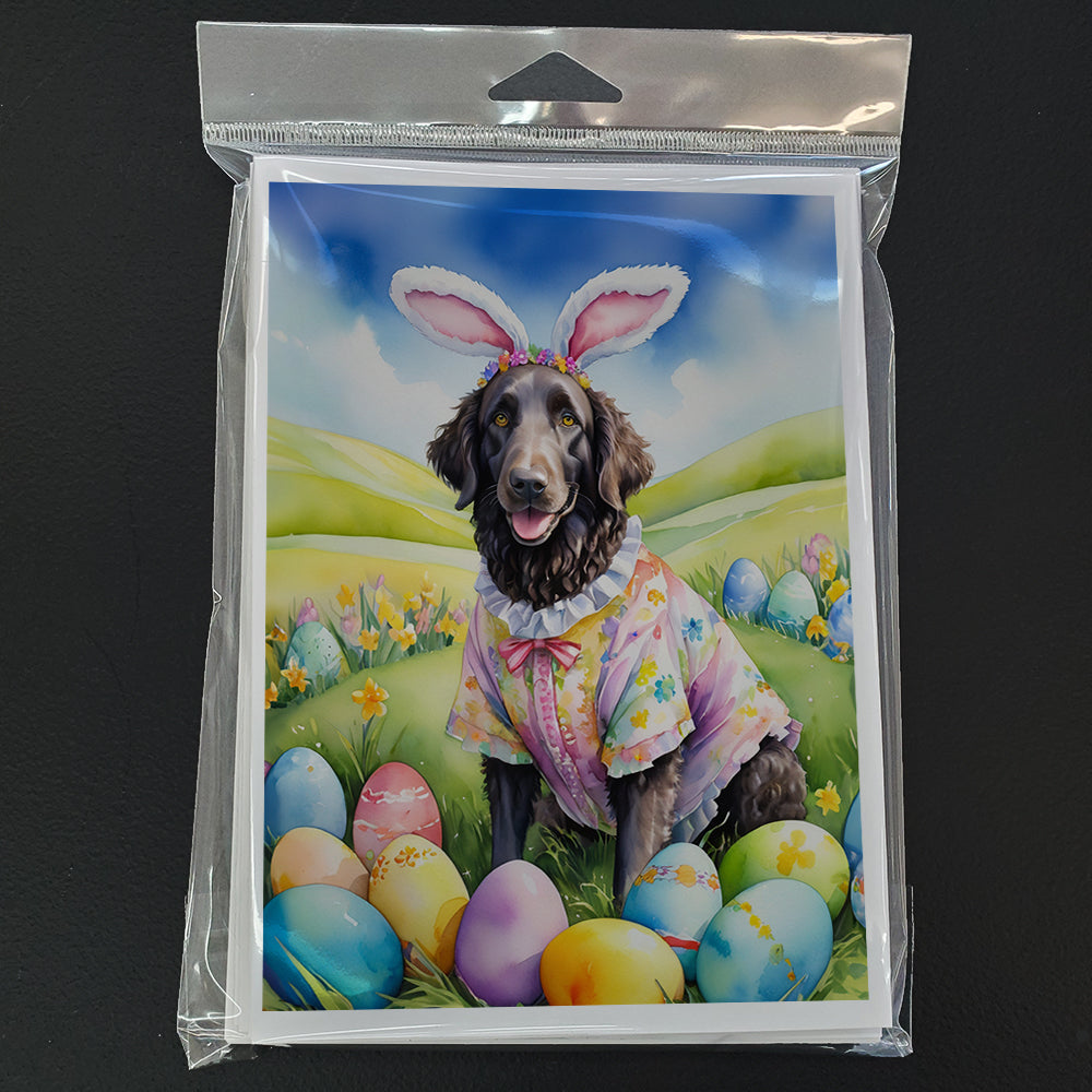 Curly-Coated Retriever Easter Egg Hunt Greeting Cards Pack of 8 Blank Cards with Envelopes Whimsical A7 Size 5x7