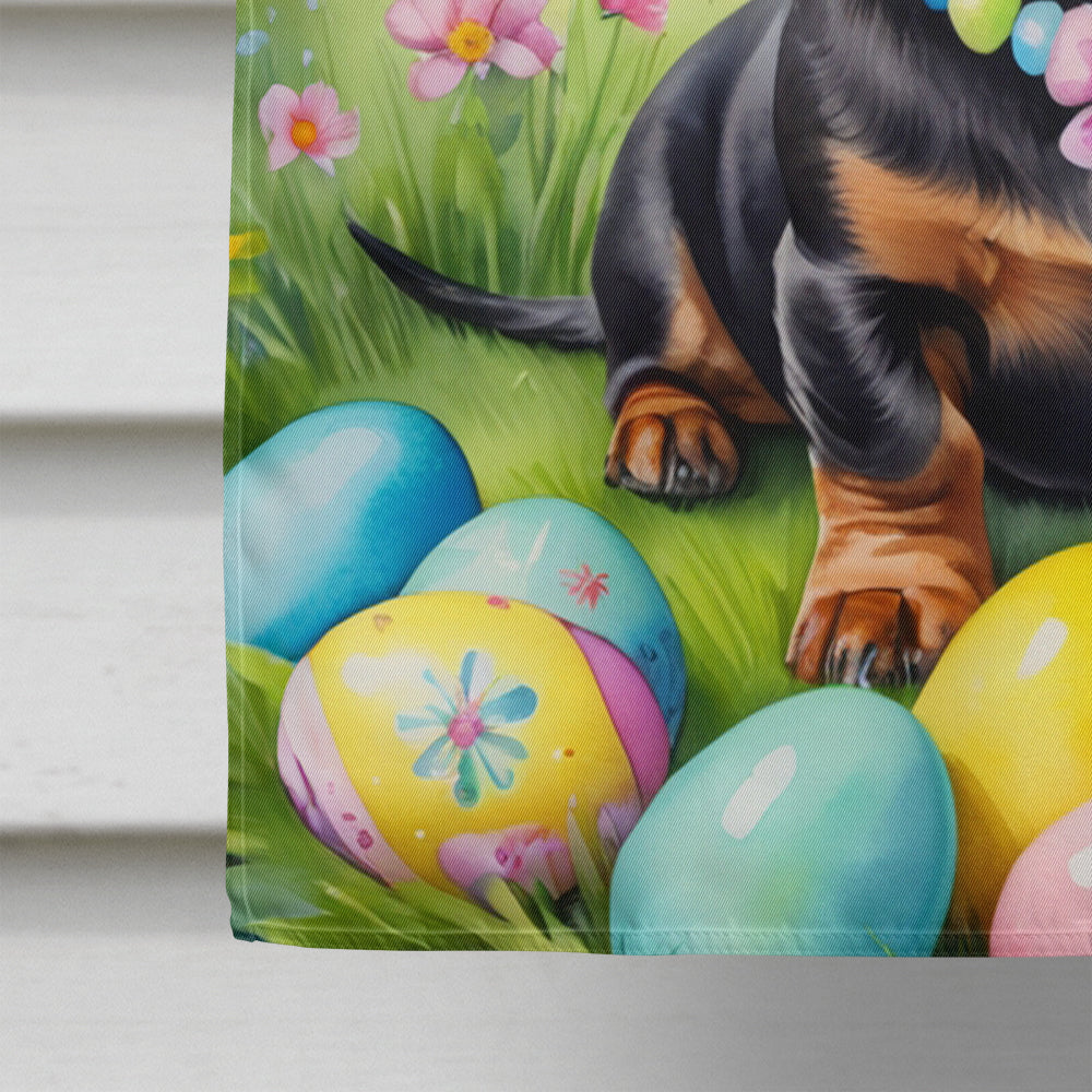 Dachshund Easter Egg Hunt House Flag 28x40 Porch Sleeve Pole Decorative Outside Yard Banner Artwork Wall Hanging, Polyester