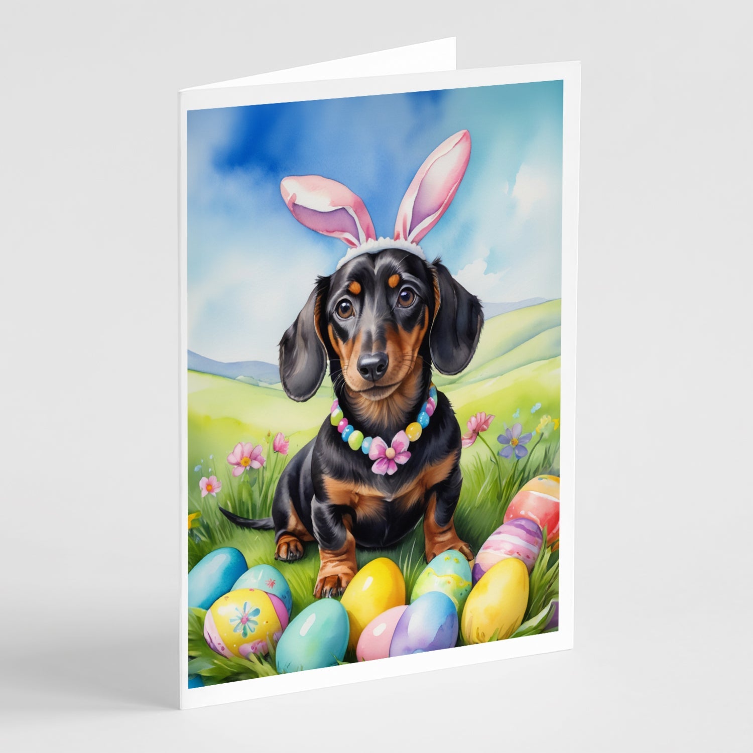 Dachshund Easter Egg Hunt Greeting Cards Pack of 8 Blank Cards with Envelopes Whimsical A7 Size 5x7
