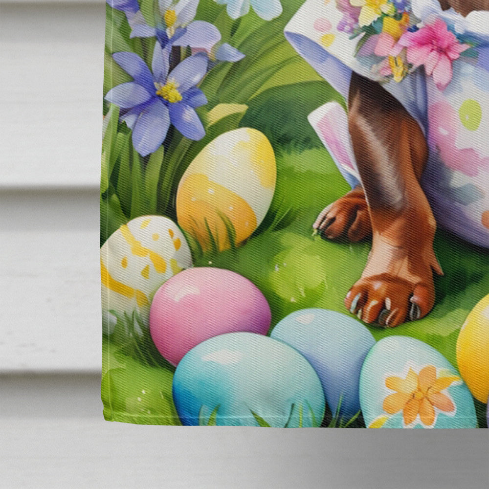 Dachshund Easter Egg Hunt House Flag 28x40 Porch Sleeve Pole Decorative Outside Yard Banner Artwork Wall Hanging, Polyester