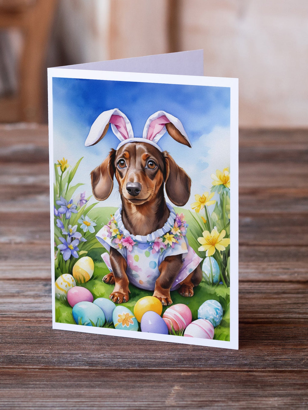 Dachshund Easter Egg Hunt Greeting Cards Pack of 8 Blank Cards with Envelopes Whimsical A7 Size 5x7
