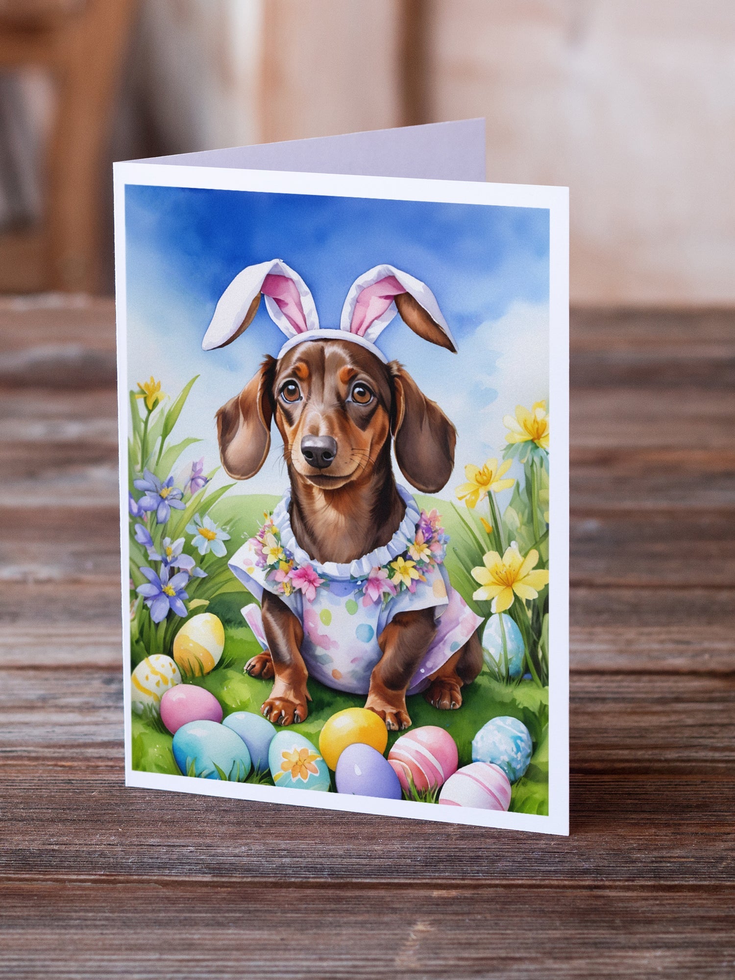 Dachshund Easter Egg Hunt Greeting Cards Pack of 8 Blank Cards with Envelopes Whimsical A7 Size 5x7