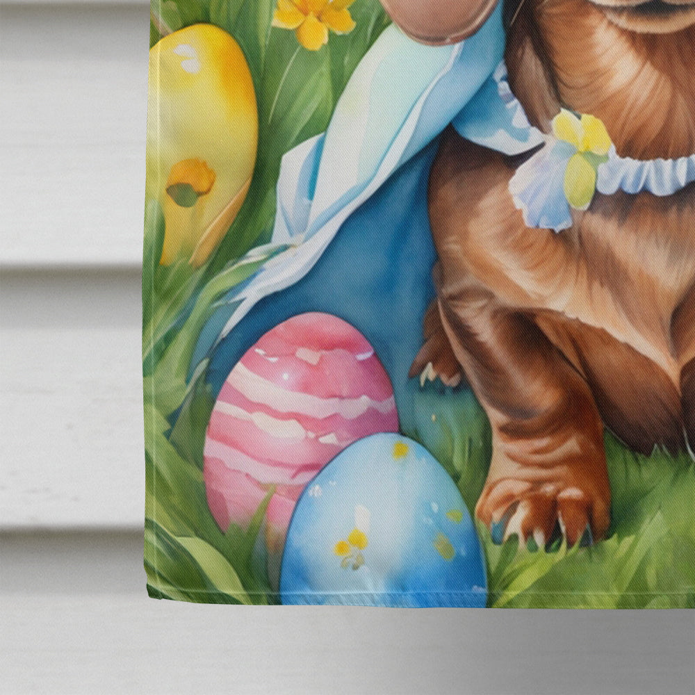 Dachshund Easter Egg Hunt House Flag 28x40 Porch Sleeve Pole Decorative Outside Yard Banner Artwork Wall Hanging, Polyester