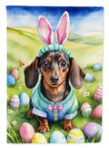 Dachshund Easter Egg Hunt House Flag 28x40 Porch Sleeve Pole Decorative Outside Yard Banner Artwork Wall Hanging, Polyester