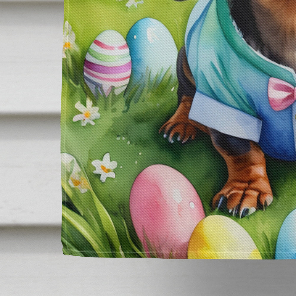 Dachshund Easter Egg Hunt House Flag 28x40 Porch Sleeve Pole Decorative Outside Yard Banner Artwork Wall Hanging, Polyester