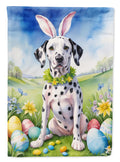 Dalmatian Easter Egg Hunt House Flag 28x40 Porch Sleeve Pole Decorative Outside Yard Banner Artwork Wall Hanging, Polyester