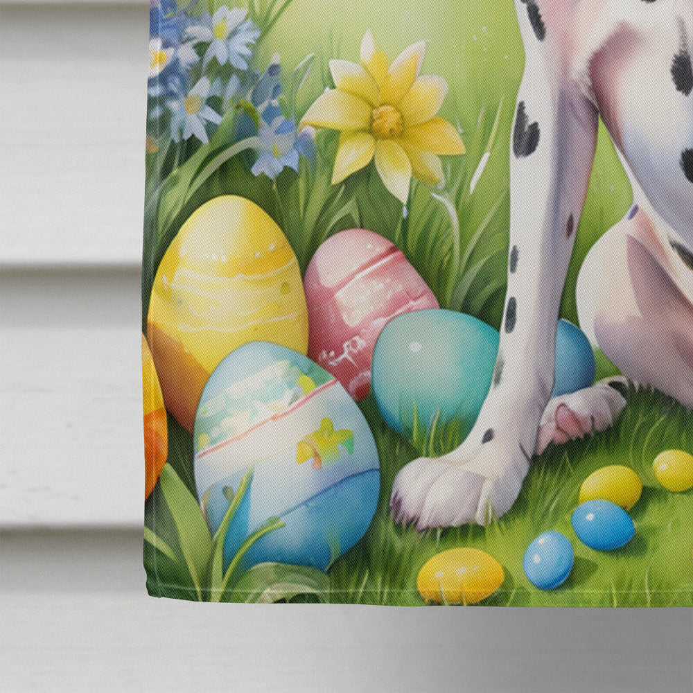 Dalmatian Easter Egg Hunt House Flag 28x40 Porch Sleeve Pole Decorative Outside Yard Banner Artwork Wall Hanging, Polyester