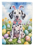 Dalmatian Easter Egg Hunt House Flag 28x40 Porch Sleeve Pole Decorative Outside Yard Banner Artwork Wall Hanging, Polyester