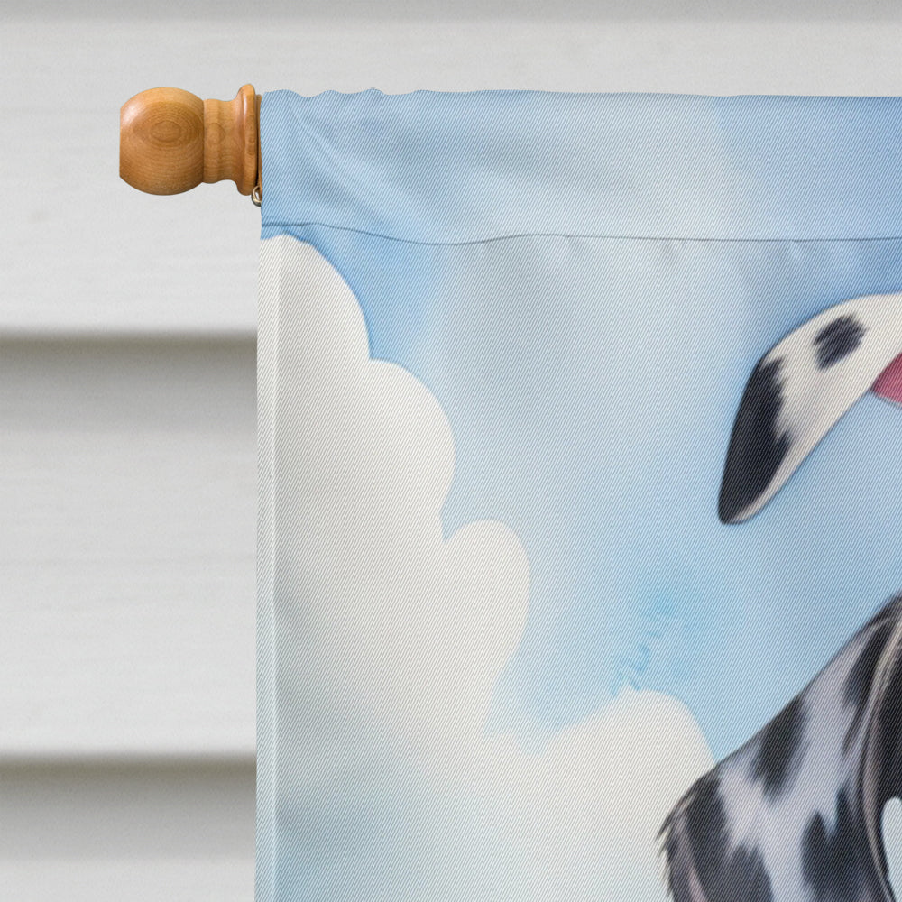 Dalmatian Easter Egg Hunt House Flag 28x40 Porch Sleeve Pole Decorative Outside Yard Banner Artwork Wall Hanging, Polyester