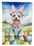 Dandie Dinmont Terrier Easter Egg Hunt House Flag 28x40 Porch Sleeve Pole Decorative Outside Yard Banner Artwork Wall Hanging, Polyester